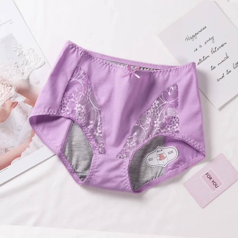 Women Sexy Lace Leak Proof Panties Menstrual Physiological Period Briefs Waterproof Pants High-Waist Female Underpants#F - Цвет: E