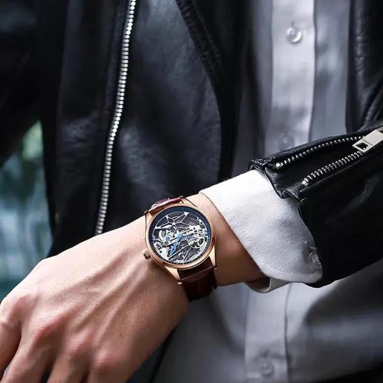 Mechanical Watch Hollow out Tourbillon Automatic MAN WATCH Limited Edition Mechanical Watches Fashion Belt and Steel Band