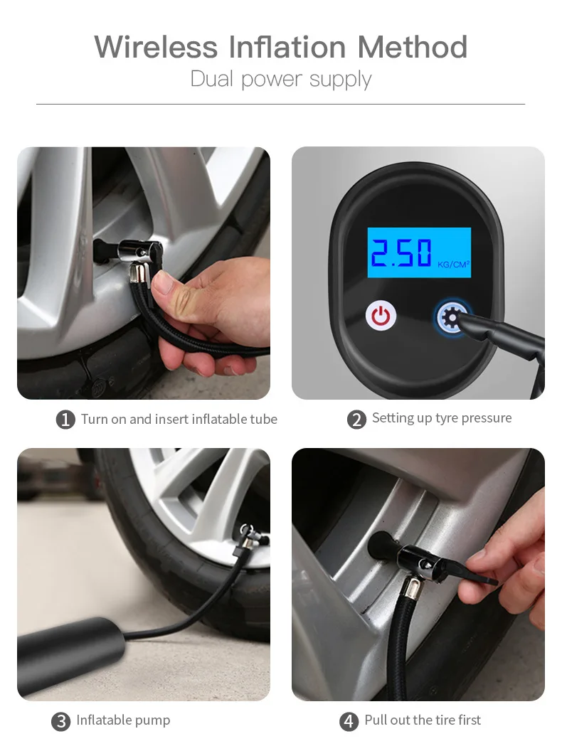 12V 150PSI USB Интерфейс Портативный воздушный компрессор насосы для автомобиля с ЖК-дисплей Дисплей для автомобиля Велосипеды шины Мячи плавательные круги