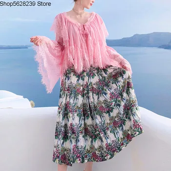 

Medium Length Money Big Pendulum Skirt 2020 Pack Heavy Industry Nail Beads And Diamonds Printing Half Body Skirt Foreign Style