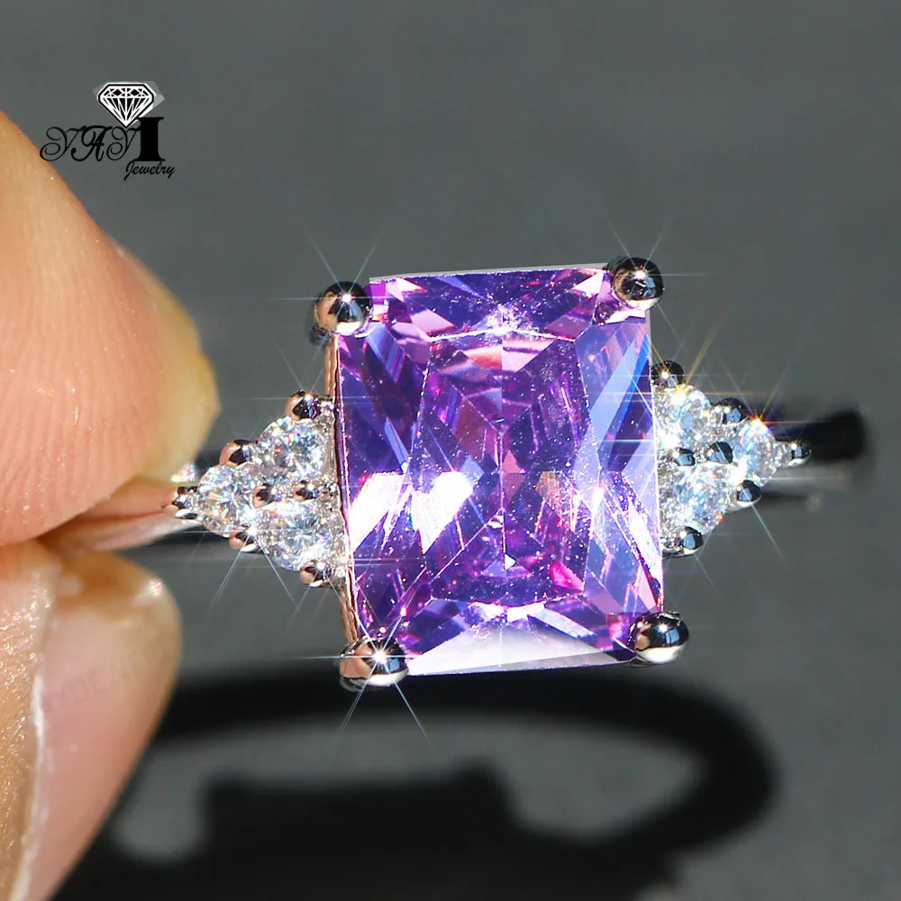 Ювелирные изделия YaYI огранка Принцесса 5.6CT фиолетовый циркон серьги из серебра