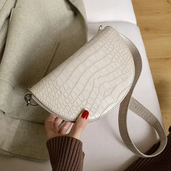 

Vintage Fashion Saddle Bag 2019 New High Quality PU Leather Women's Designer Handbag Crocodile Shoulder Messenger Bag