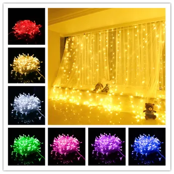 

Wedding Decoration 10M100 Light String LED Lantern Flashing Hen Party Colorful Change Curtain Light String Party Decoration -C