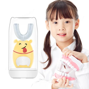 

Ultrasonic Electric Toothbrush Smart U shaped Kid Sonic Toothbrush 360 Degree Automatic Soft Silicone Cute Cartoon Teeth Brush