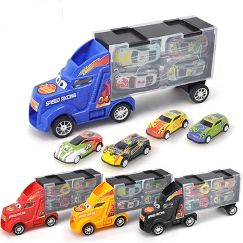 

Children Boy Toy Car Model Inertia Hand Transportation Container with Metal Car Gift
