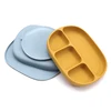 Baby Silicone Dinner Plate With Four Compartments Separated Strong Suction Cup With Silicone Cover Macaron Color Fresh BPA Free 4