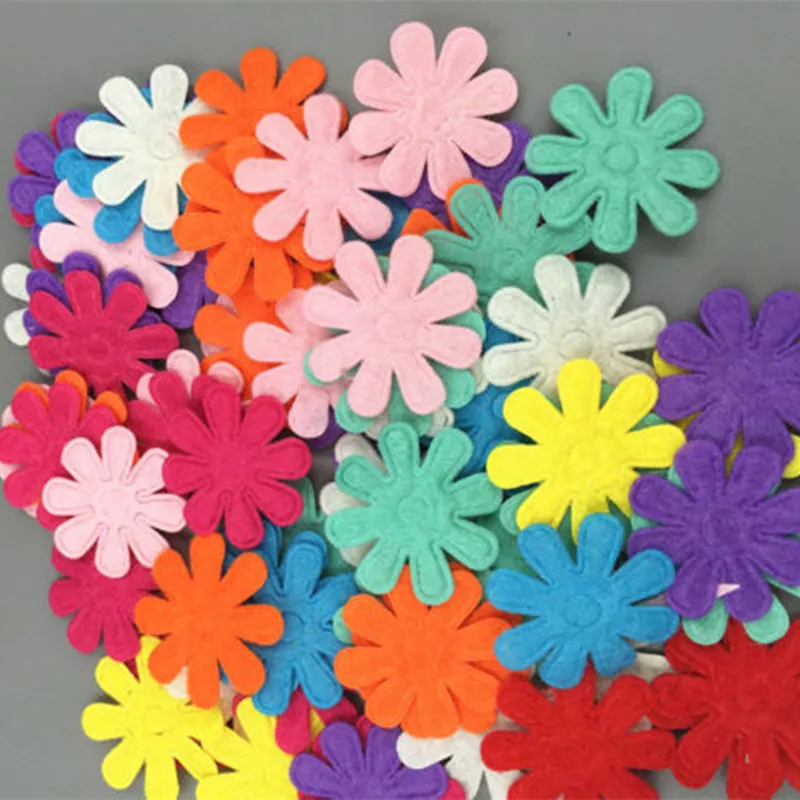 DIY 200Pcs Color Flowers Felt Appliques Fabric Flower decoration Non-woven 27mm