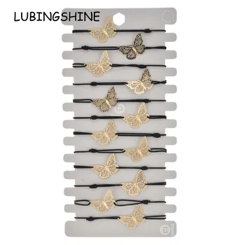 

12pcs/Set Butterfly Charms Bracelet Women Braided Adjustable Elastic Rope Chain Leaf Owl Bracelets Handmade Jewelry Gift