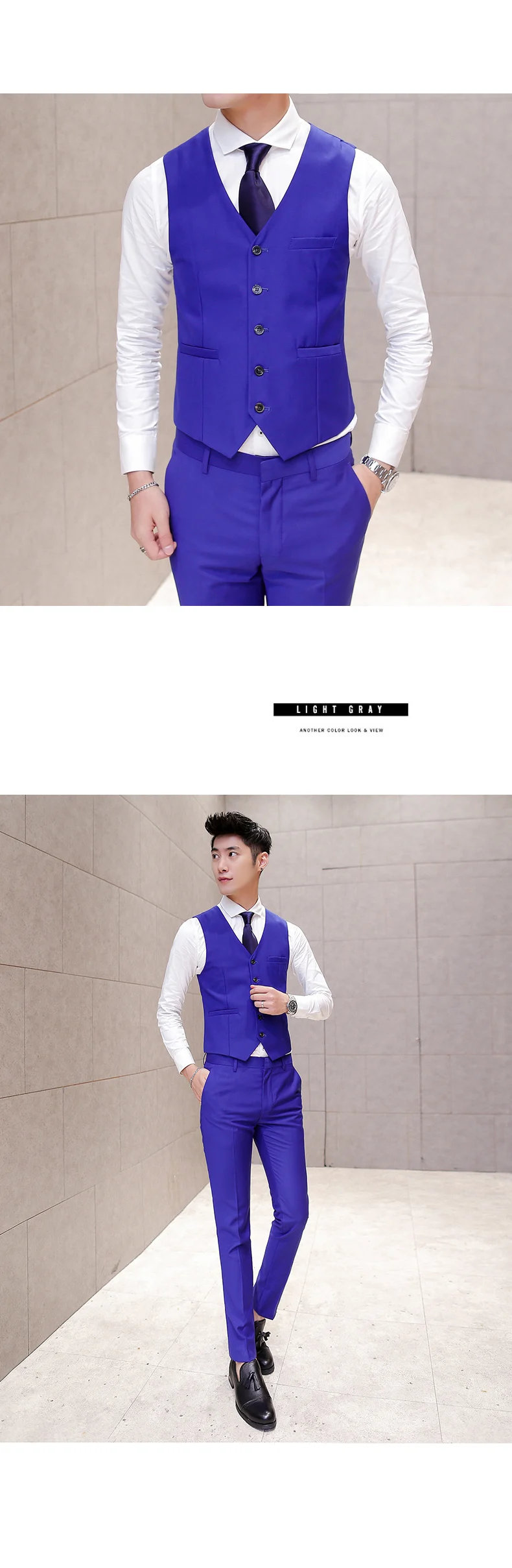 New Style Spring And Autumn Korean-style Slim Fit No Ironing Drape Versatile Men Waistcoat Fashion Candy Color Groom Waistcoat M