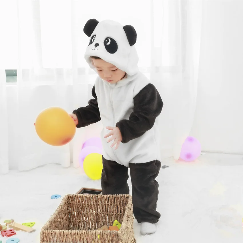 Г. Детский комбинезон, одежда для маленьких девочек комбинезон для новорожденных, домашняя одежда фланелевый комбинезон с капюшоном для маленьких мальчиков милые комбинезон с пандами, костюм - Цвет: new panda