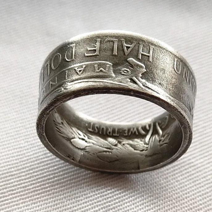 US 1920 m a i n e Half Dollar Coin Ring Silver Plated In Sizes 7-12 | Дом и сад