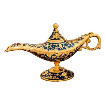 

Metal Carved Aladdin Lamp Light Wishing Magic Genie Teapot Vintage Tea Oil Pot
