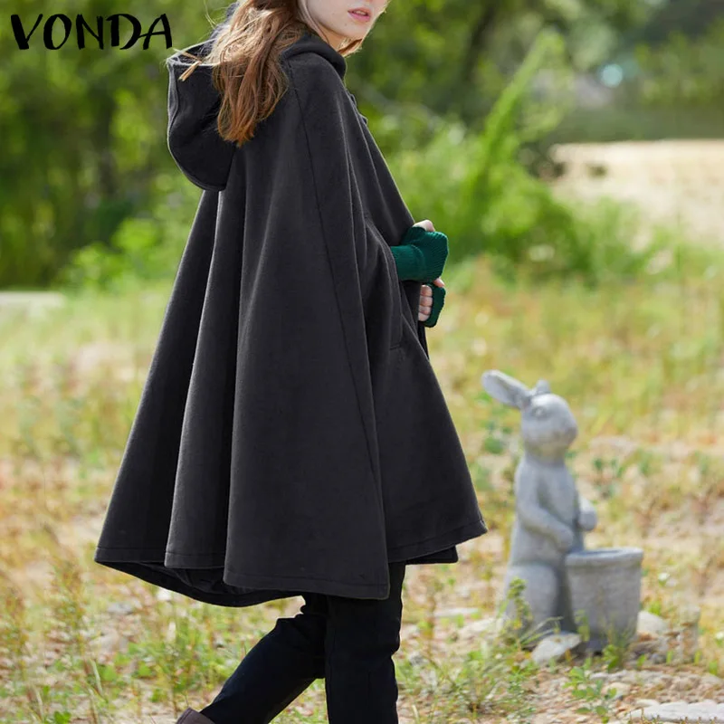 VONDA, свободные осенние куртки, элегантный плащ, пальто, высокое качество, накидка, сплошной цвет, модные офисные повседневные куртки, богемная верхняя одежда