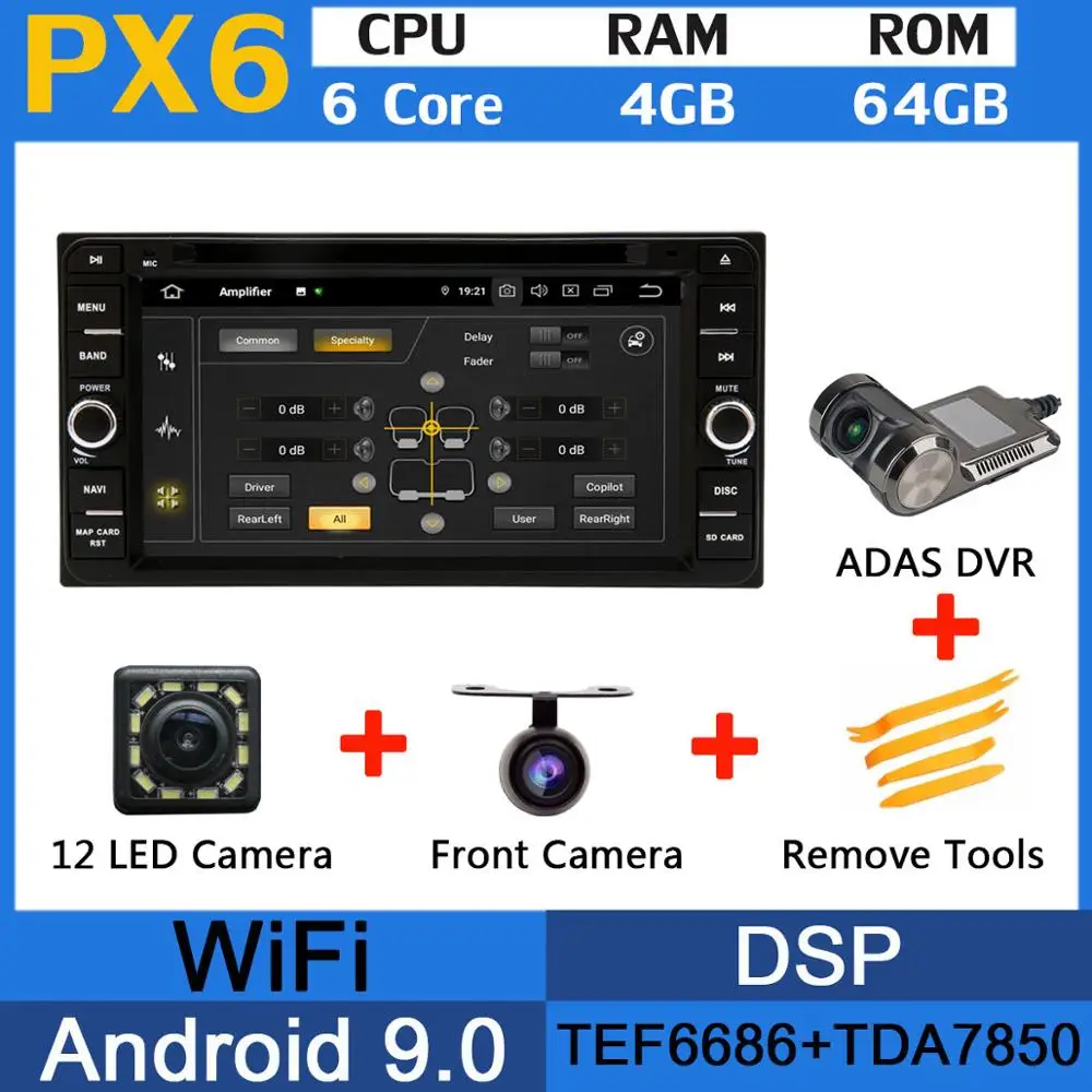 5 USB порт PX6/Восьмиядерный Android 9,0 автомобильный DVD для Toyota Kluger Allion Celica Yaris 2009 Alphard Land Cruiser 100 4500 Автомагнитола - Цвет: PX6-Adas