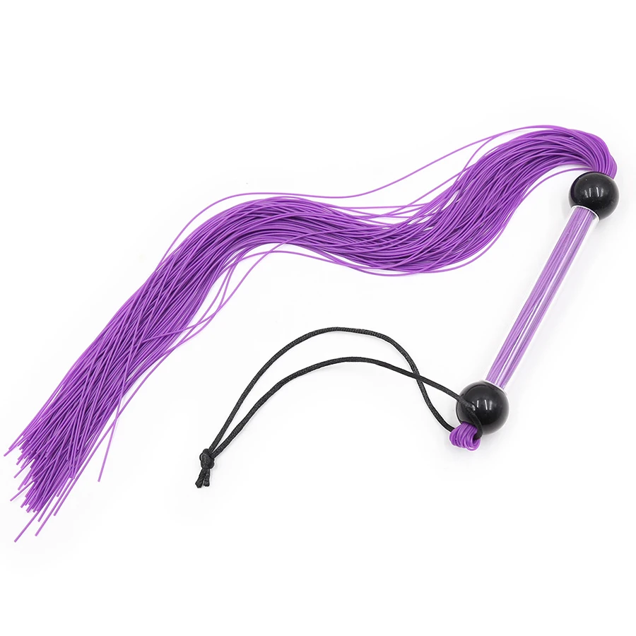 KIMMAO PU Whip Bońdáge Riding Crop Silicone Fringes with Metal Handle Pink/Black/red/Purple Whip Color Plastic Whip 