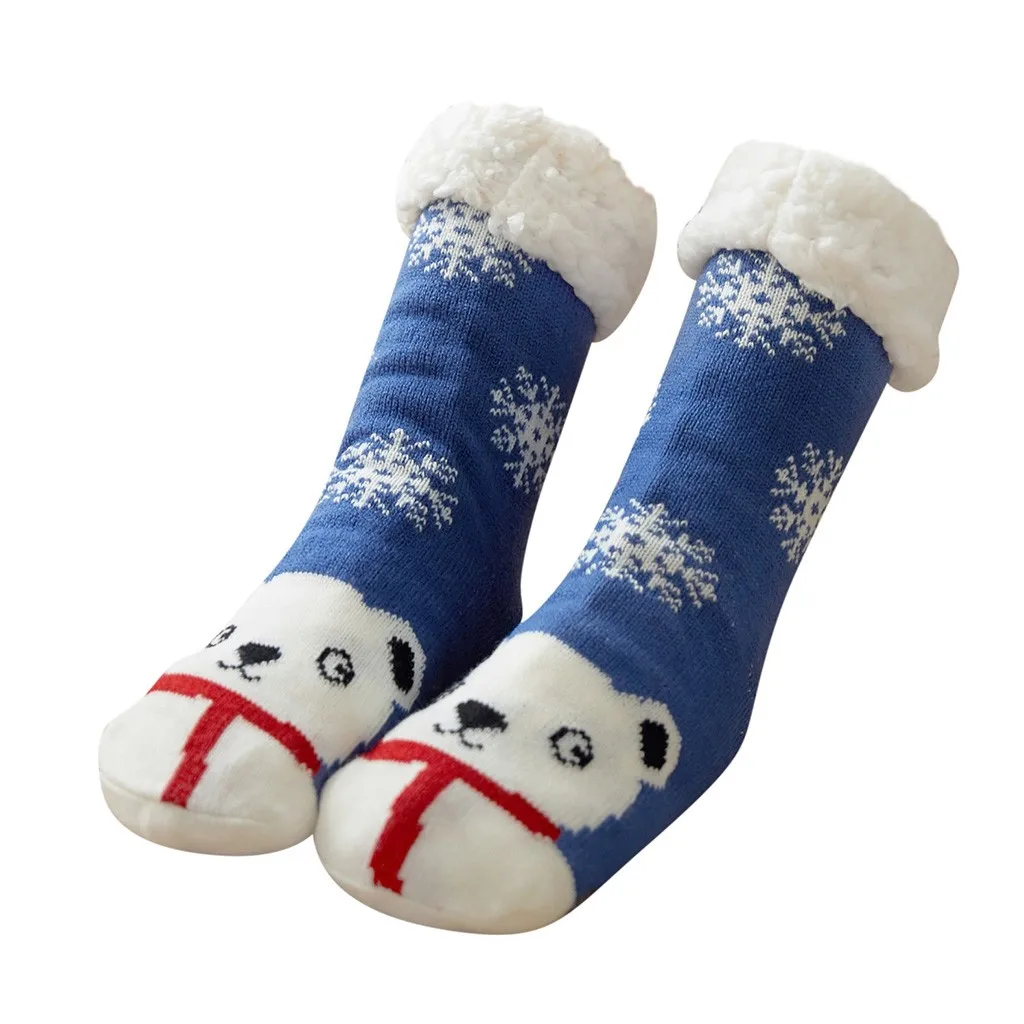 Зимние женские кружевные хлопковые плотные теплые носки, повседневные нескользящие носки-тапочки, рождественские подарки, милые Носки с рисунком Z1113