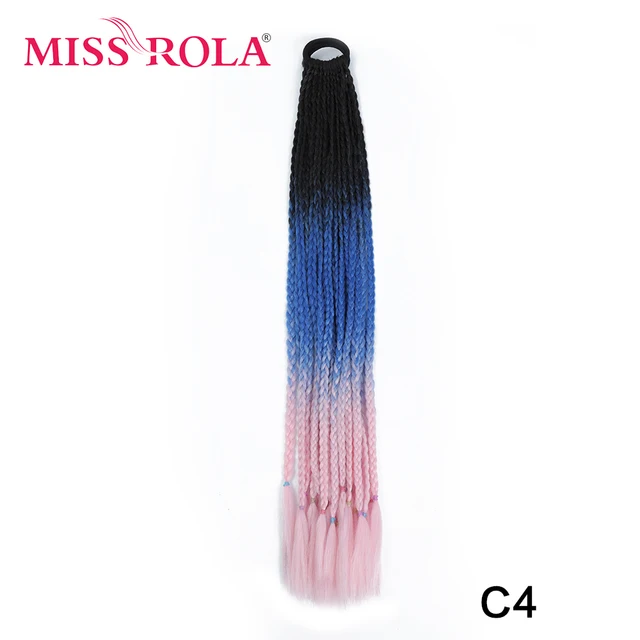 Synthetic Chignon Hair 60cm Hair Color Gradient Dirty Braided Ponytail Women Elastic Hair Rubber Band Hair Accessories Headband C4