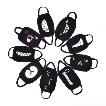 

Cotton Face Mask Reusable Cartoon Expression Tooth Muffle Drawing Mask Respirator Black 9 style Unisex Mouth Mask Randomly sent