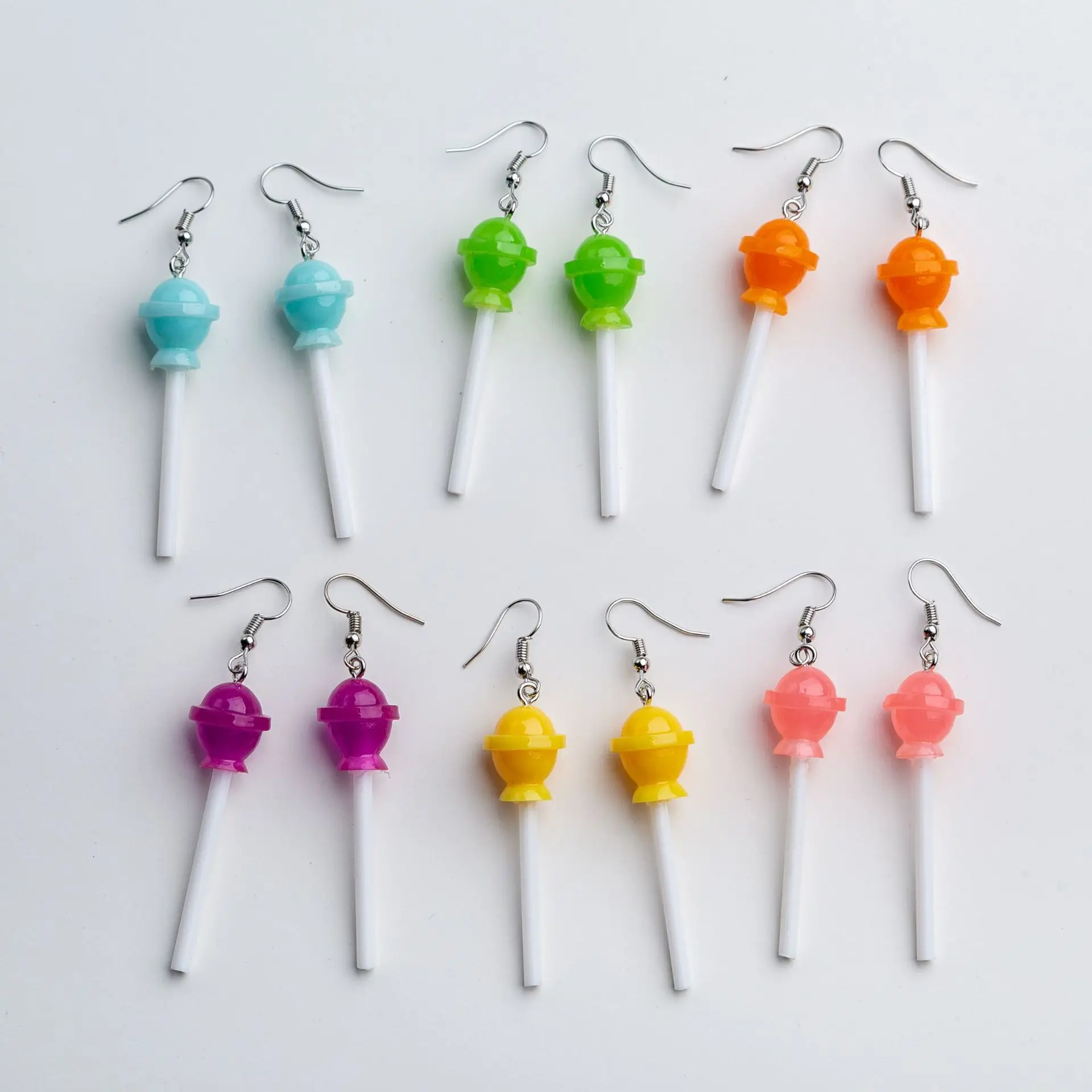 

2020 resin design cute Creative hand-made Clip-on earrings sweet girl series lollipop new Women's dangle earring fashion jewelry