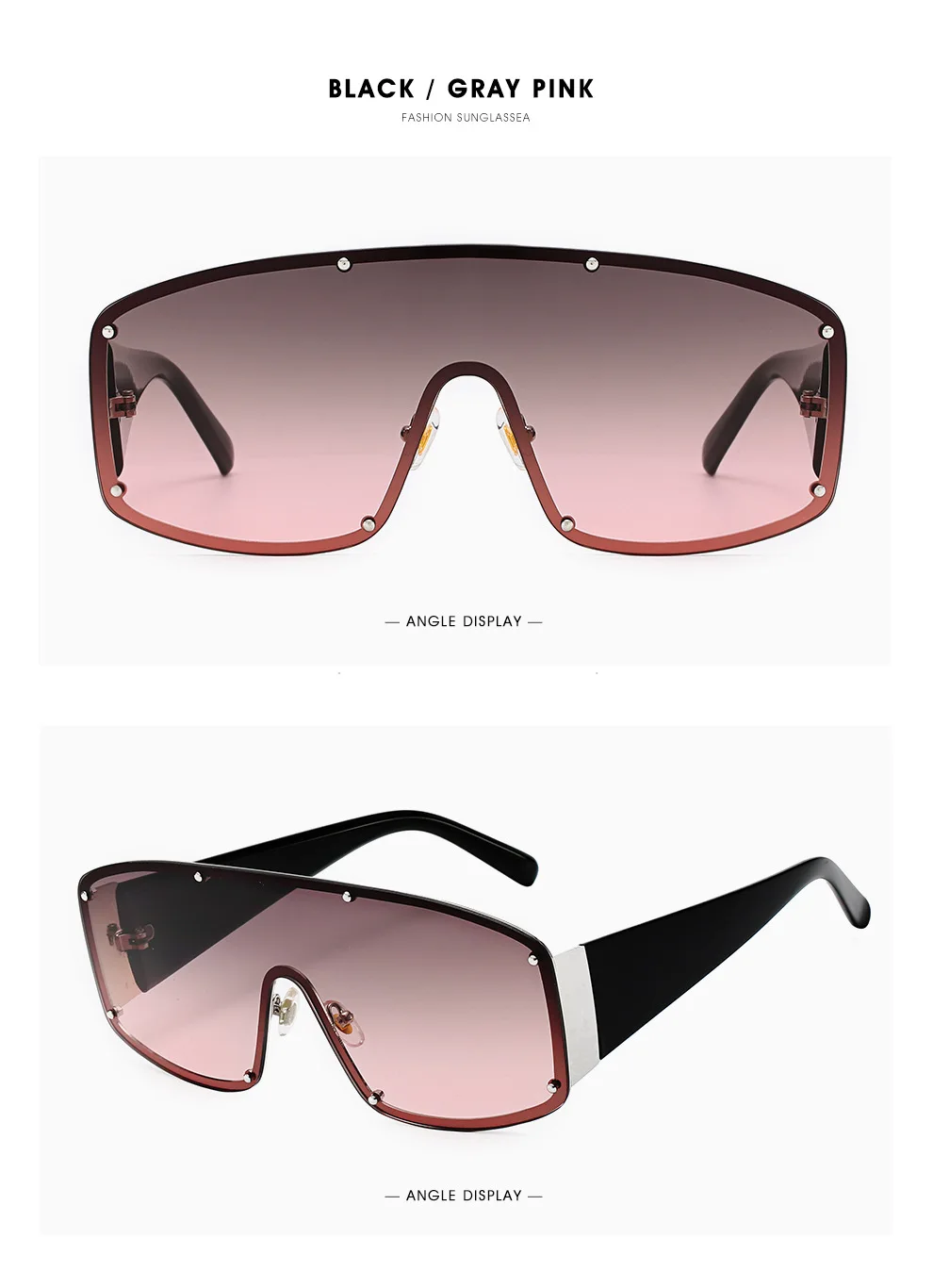 Цельные женские крупные солнцезащитные очки очки с заклепками мужские солнцезащитные очки градиентные квадратные Винтажные Солнцезащитные очки Брендовые дизайнерские UV400
