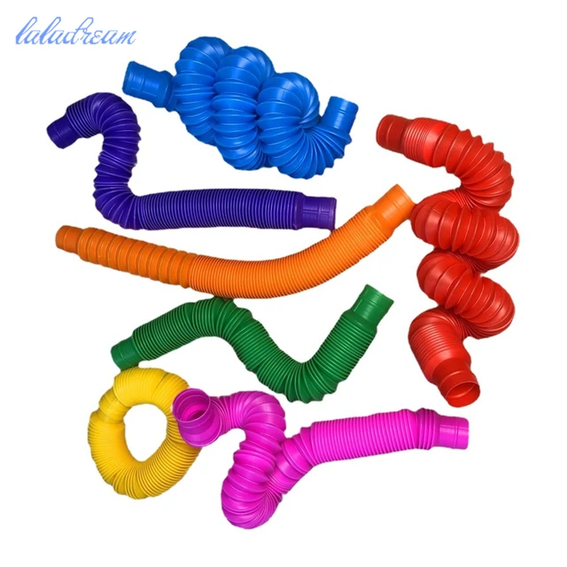 Kids Colorful Plastic Stretch Pipe Fidgeting Squeeze Squeezable Toys Decompression Anti-stress Sensory Toy 1