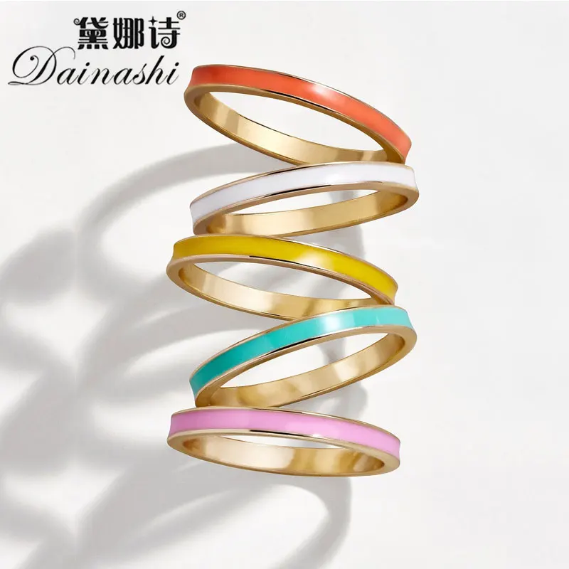 2019 модное женское разноцветное эмалированное кольцо среднего размера вечерние