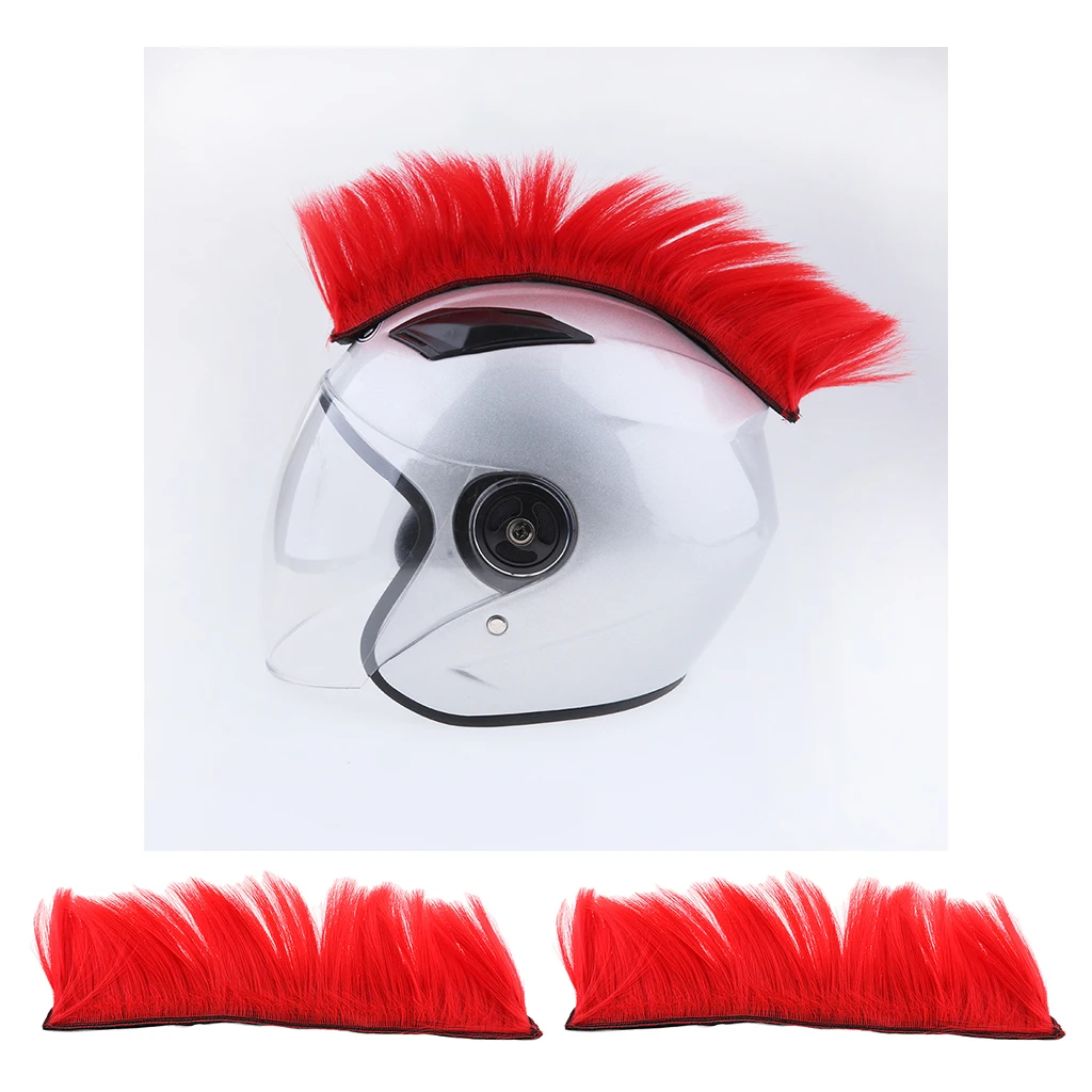 2x Motorcycle Skinhead Wig Punk Helmet Mohawk Wig Costumes Hairpiece Red