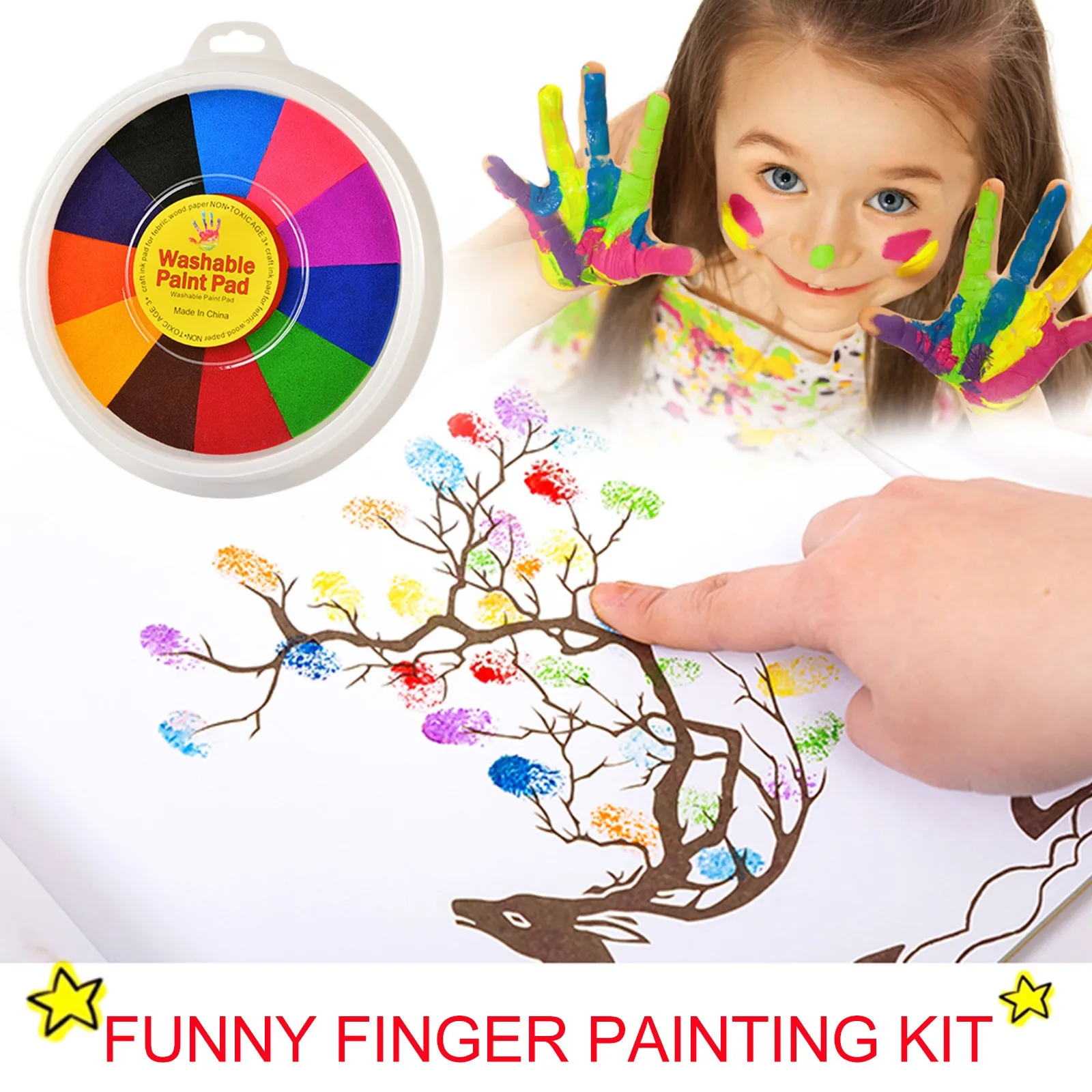 6 Farben DIY Fingerpaint Inkpad waschbar Handprint Kit ungiftig für Kinder 