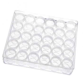 

30 Slots Nail Art Storage Box Plastic Transparent Display Case Organizer Holder For Rhinestone Beads Ring Earrings