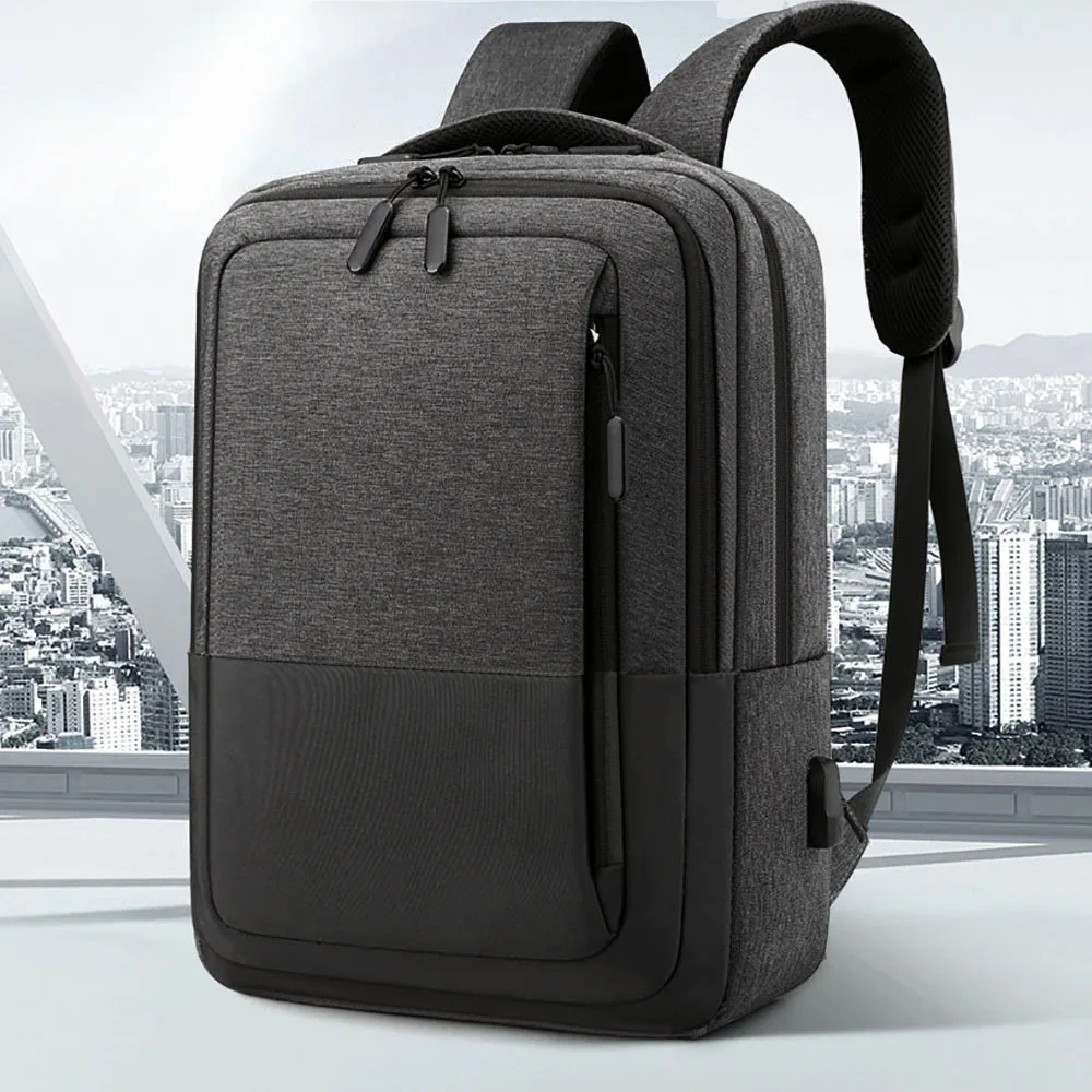 Mochila para ordenador portátil para hombre, morral impermeable con carga USB 15,6, antirrobo, para viaje y escuela