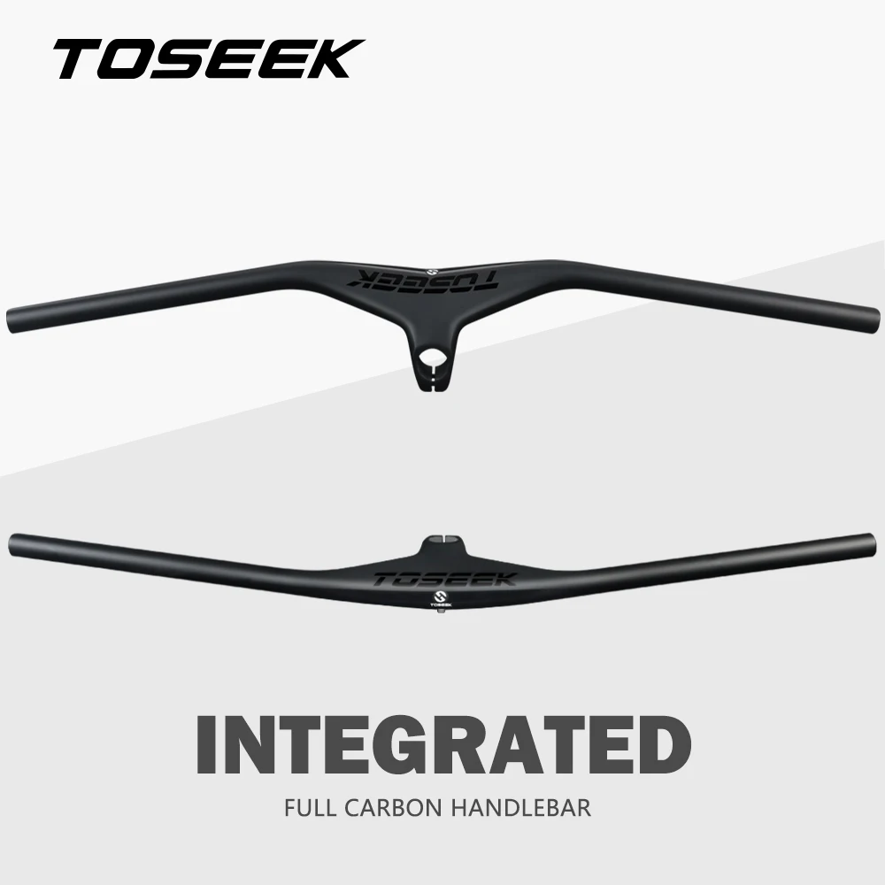 TOSEEK Mtb Handlebars And Stem 28.6mm-17Degree Carbon Integrated Handlebar For Mountain Bike 660~80070/80/90/100mm Bicycle Parts | Спорт и