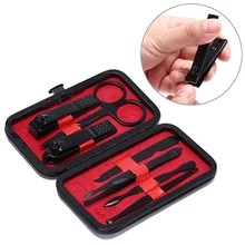 7 шт./компл. Нержавеющая сталь маникюрные ножницы резак триммер уха Палочки Уход за лошадьми комплект с чехол для маникюра и педикюра, черный носок комплект инструментов для маникюра