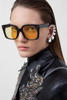 

2020 thick frame rice nail MEN sunglasses square yellow piece joker sunglasses women fashion street shot glasses Oculos De Sol