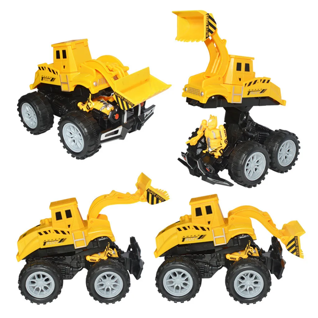 Funny Engineering Vehicle Model Wheel Plastic Diecast Inertial Deformation Toys kids toys boys Holiday Gift #B