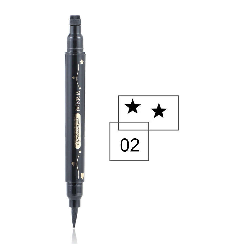 2-в-1 черная жидкая подводка для глаз карандаш Водонепроницаемый двойной головкой штамп подводка для глаз ручка для нанесения тату татуировки штамповка, карандаш-подводка для глаз, макияж слишком - Цвет: 2