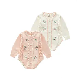 Ensemble de vêtements d'automne pour bébé fille et garçon, barboteuse tricotée, Cardigan, combinaison en coton pour nouveau né 