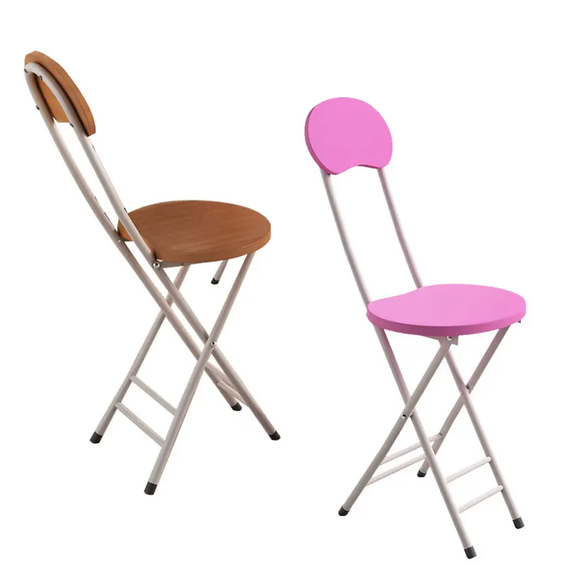 

Foldable Living Room Stool Backrest Chair Children Highchair Kitchen Dining Making Up Folding Round Wooden High Stool Metal