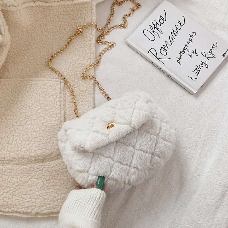 

Миниатюрная плюшевая женская сумка через плечо на цепочке, хлопковые дамские сумочки в полоску на плечо, корейские маленькие зимние женские кошельки, мягкие модные дамские сумочки