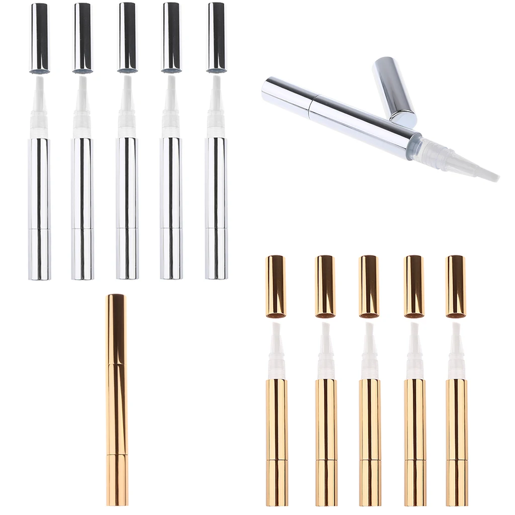 5PCS 3ml Cuticle Oil Container with Brush Lip Balm Tube Empty Twist Pens Nail Nutrient Oil Tube 