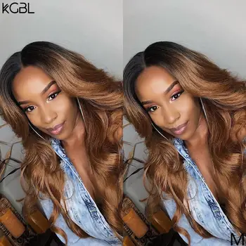 

KGBL 13*6 Body Wave Ombre Color Lace Front Human Hair Wig 8''-24''Middle Ratio Brazilian Non-Remy Human Hair Wig For Black Women
