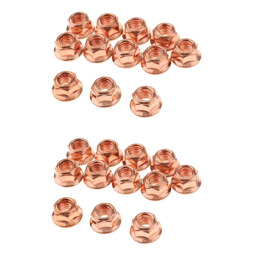 24x Copper Nuts BMW E30 Exhaust Manifold Pipe Head Nuts Stud M8 Flange Copper exhaust gasket