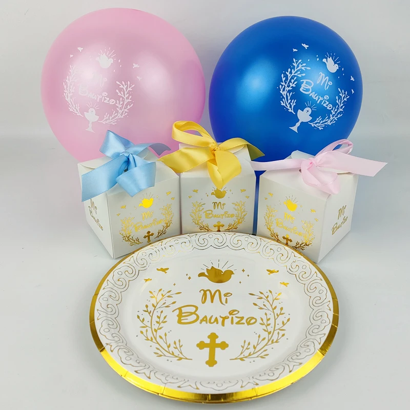 20 Stück spanische Mi Bautizo 7 Zoll Pappteller und 250 ml Tasse für Spanien Kinder Taufe Party Dekoration Artikel – Detail 3