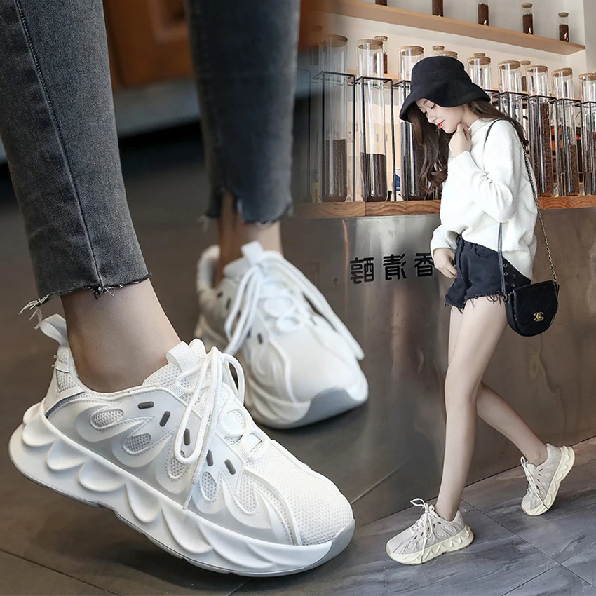 BIMUDUIYU; Женская Повседневная Вулканизированная обувь; коллекция года; Модные женские кроссовки на массивном каблуке; удобные кроссовки на плоской подошве; обувь на платформе для Пап