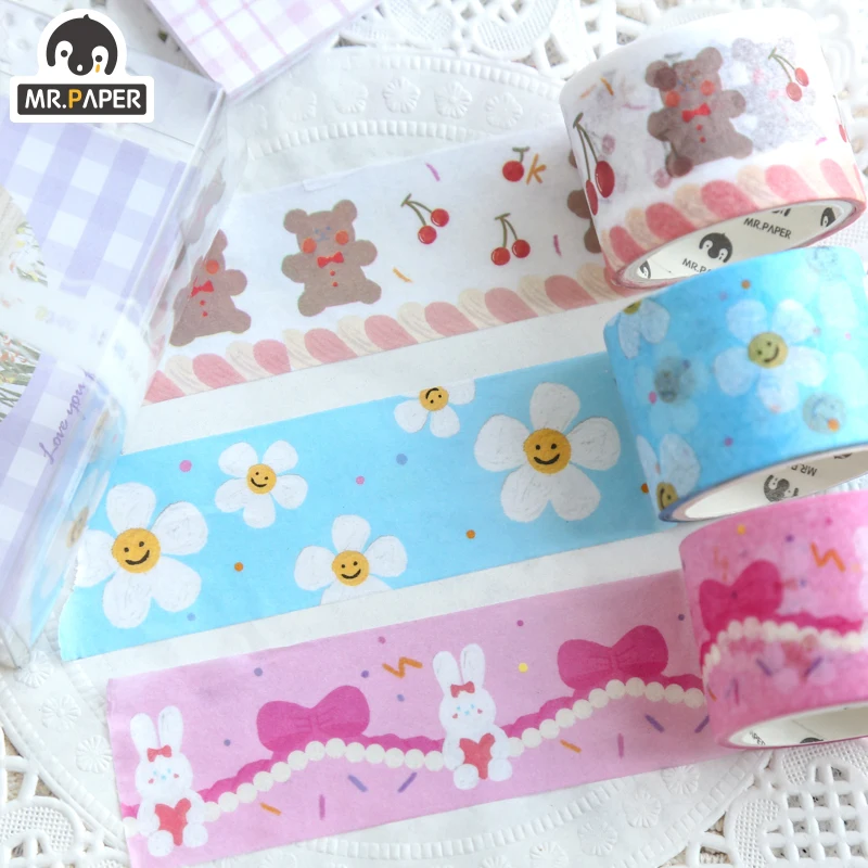Mr.Paper 4 Designs Cake Box Series N Times Stick Tape DIY Writing Minimalist Washing Tape Decoration Label Craft