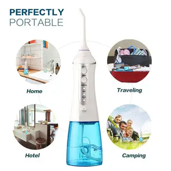 

3 Modes Rechargeable Oral Irrigator Portable Dental Water Flosser Waterproof Teeth Cleaner Floss Tooth Pick 2 Jet Tips 300ml