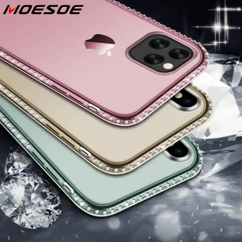 Блестящий Алмазный наконечник прозрачный мягкий ТПУ чехол для iPhone 11 Pro Max X XR XS 7 8 6
