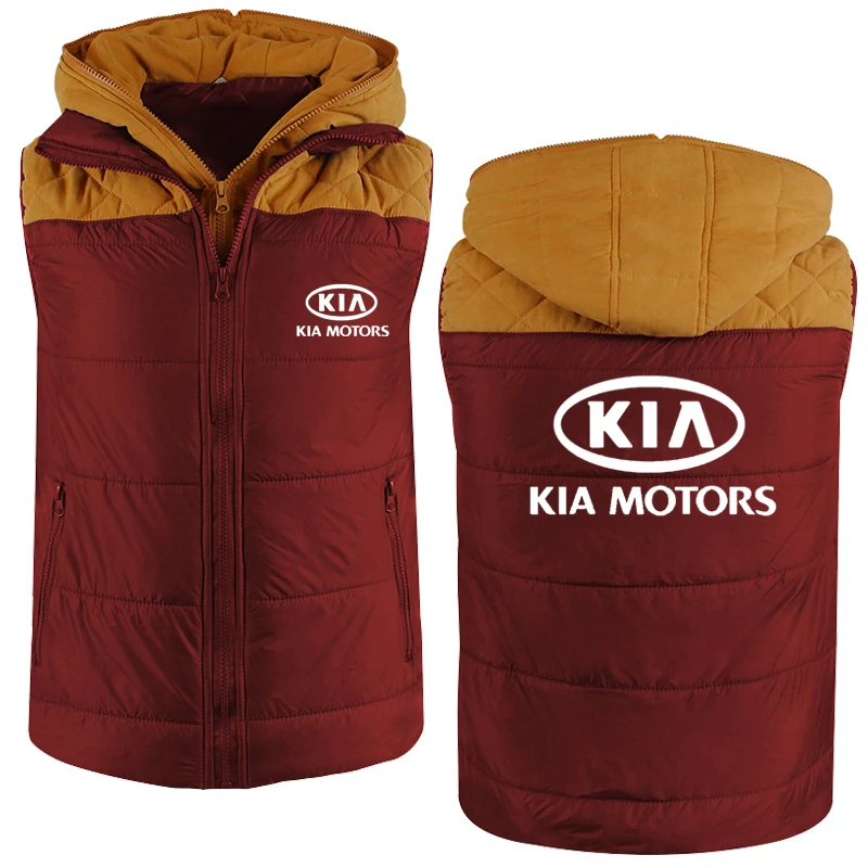 Winter Fashion Men's jackets KIA Car Logo Casual sweatshirt Thicken Warm Wool Fleece Cotton High Quality Men's Zipper jackets cotton jacket Jackets