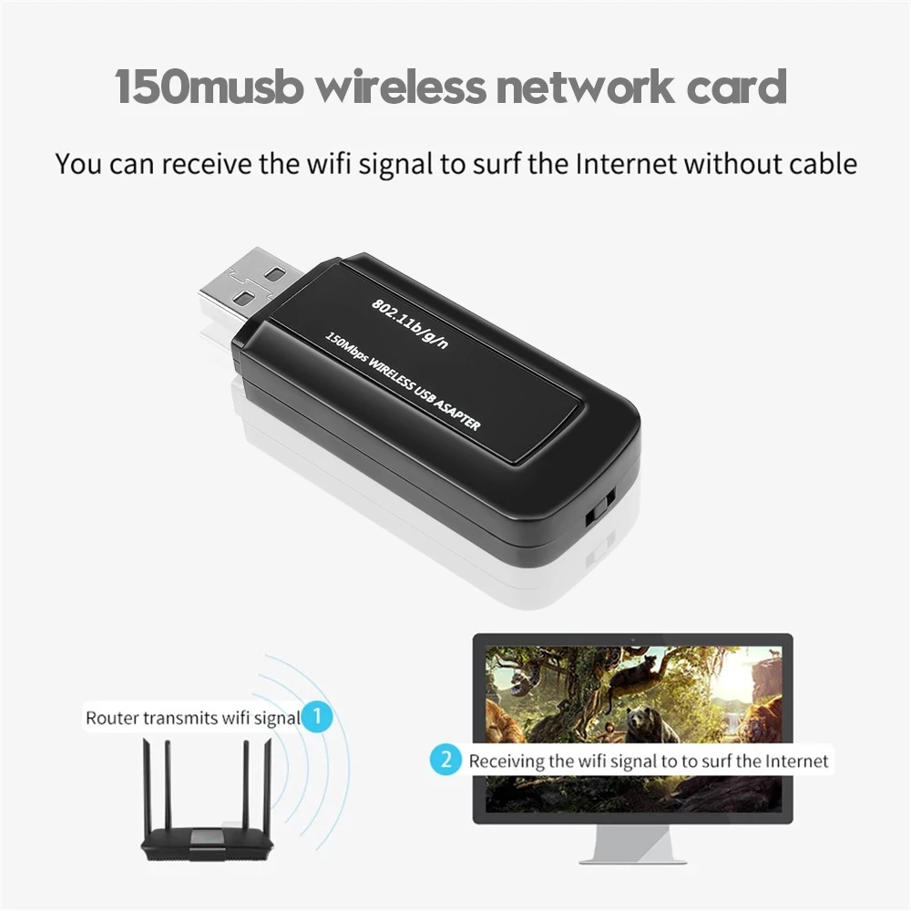 Kebidu RaLink RT3070 150Mbps USB2.0 Wireless Network Card Support  XP Win7 Win10 Linux for Laptops and Desktops with USB ports mobile lan adapter