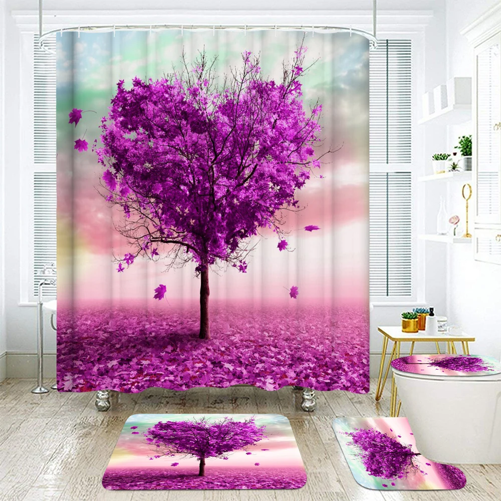 Valentine's Day Love Tree Shower Curtains Bathroom Curtain Waterproof