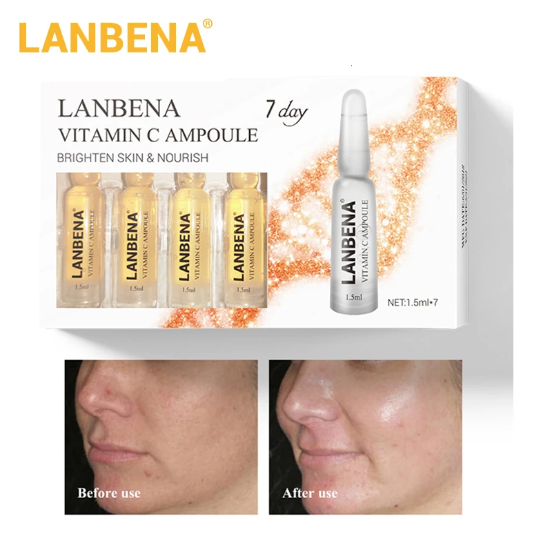 

LANBENA Vitamin C Ampoule Serum Whitening Oil-control Remover Freckle Speckle Dark Spots Anti-aging Wrinkle Moisturizing 7 Days
